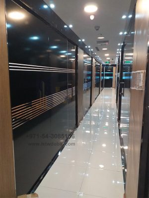 black profile glass partition