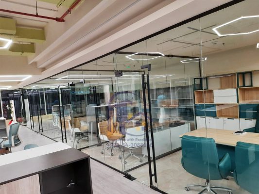 black office partition with big handle