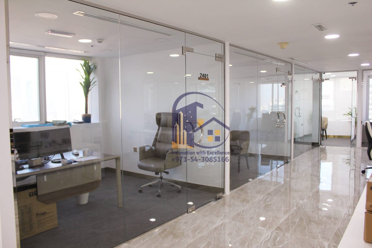 full height glass partition in dubai