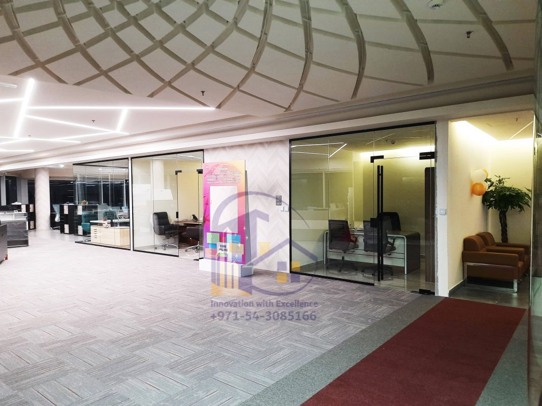 black powder coating glass partition