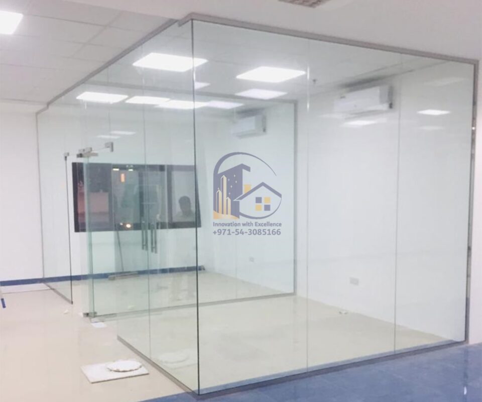 full height clear glass partition