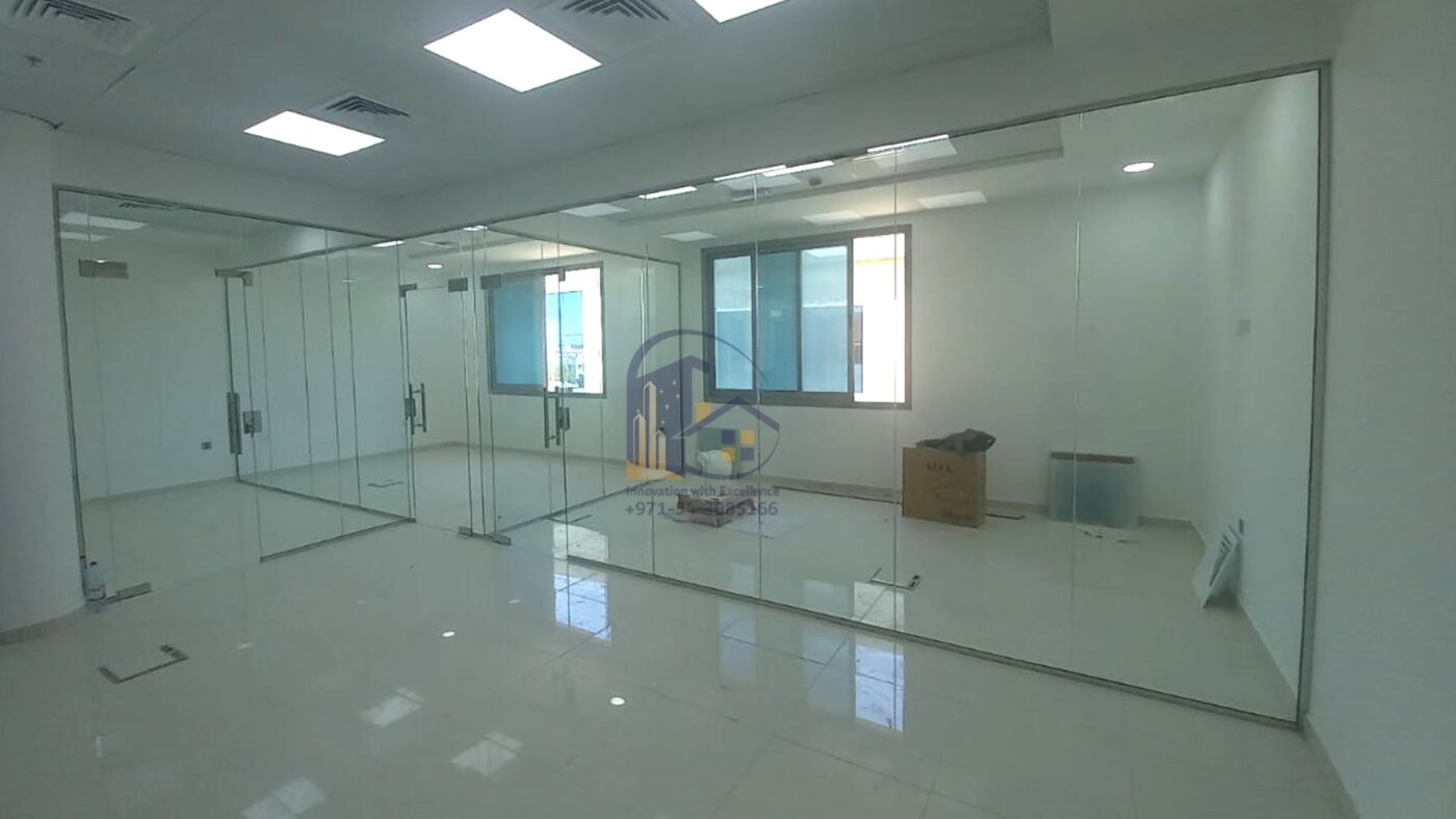 swing door office glass partition