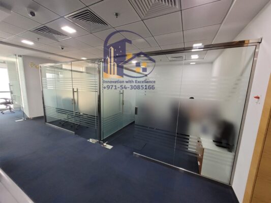 low height glass partition
