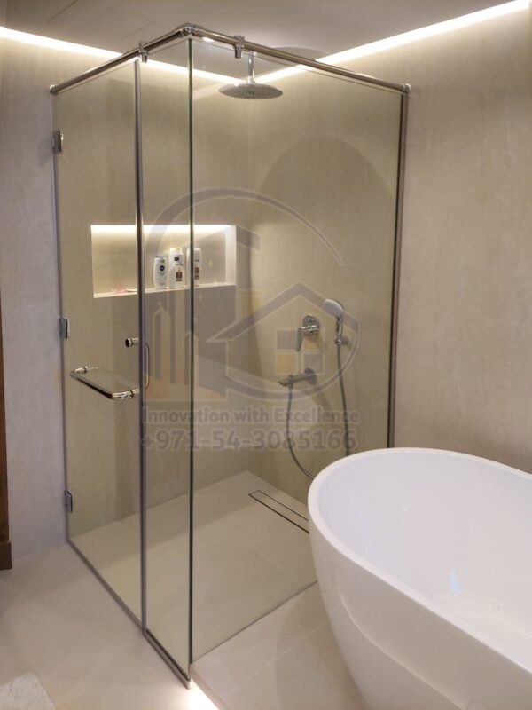 corner shower glass partition in dubai