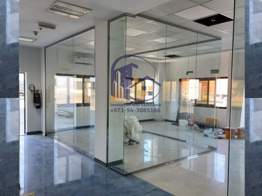 full height clear glass partition