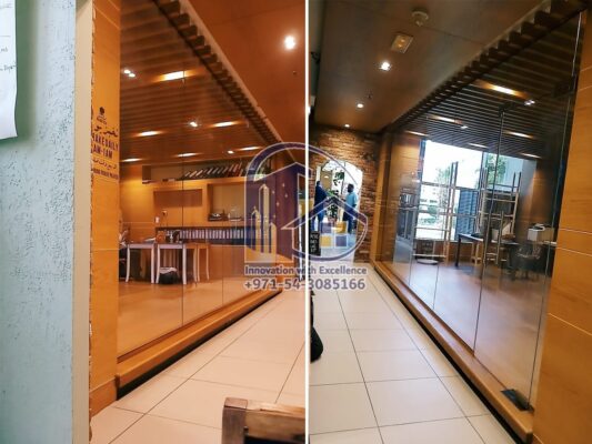 full height glass partition for restaurant in Dubai