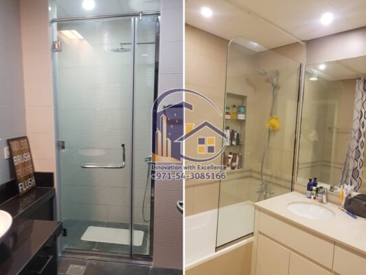 swing shower glass partition in dubai