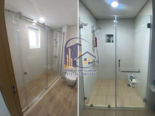 standing sliding shower enclosure using three panels