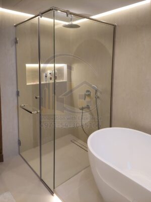 corner shower glass partition in dubai