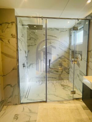 shower glass partition with middle door